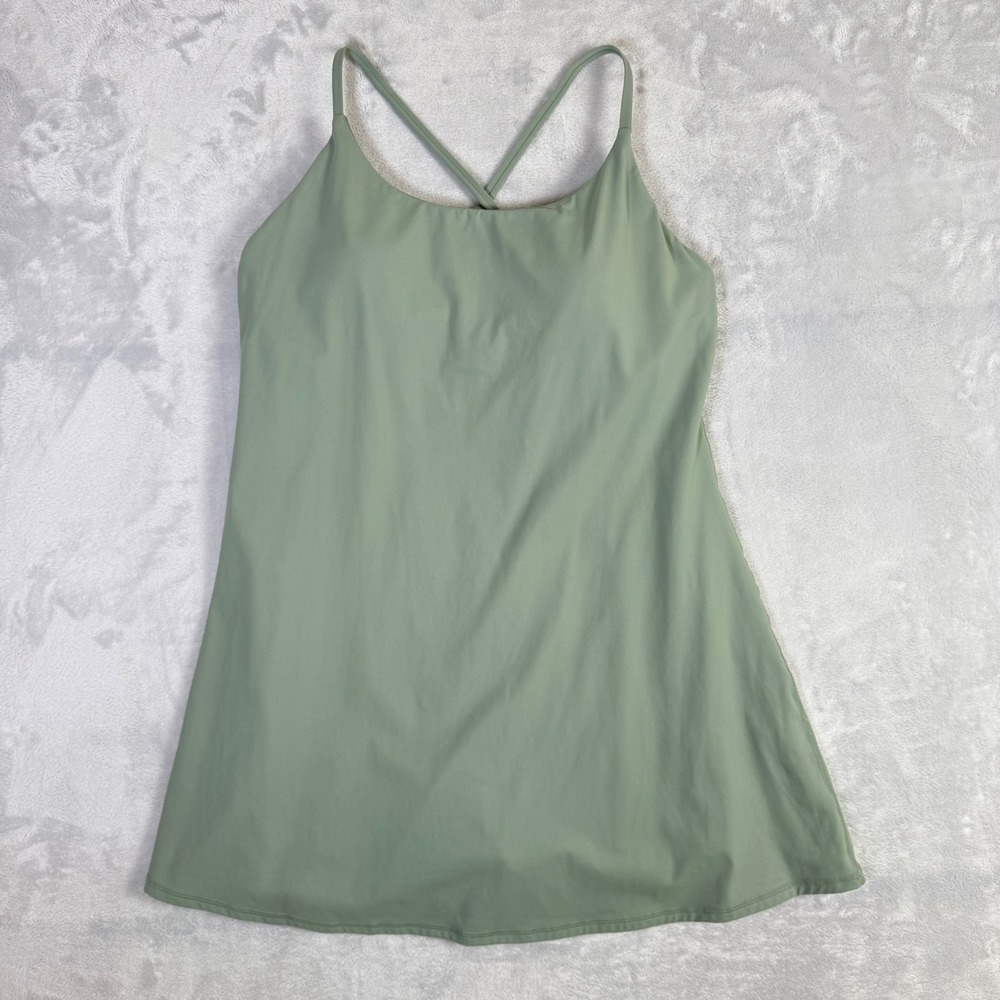 Halara Exercise Dress Women XL Green Crisscross Back Built-in Shorts Activewear